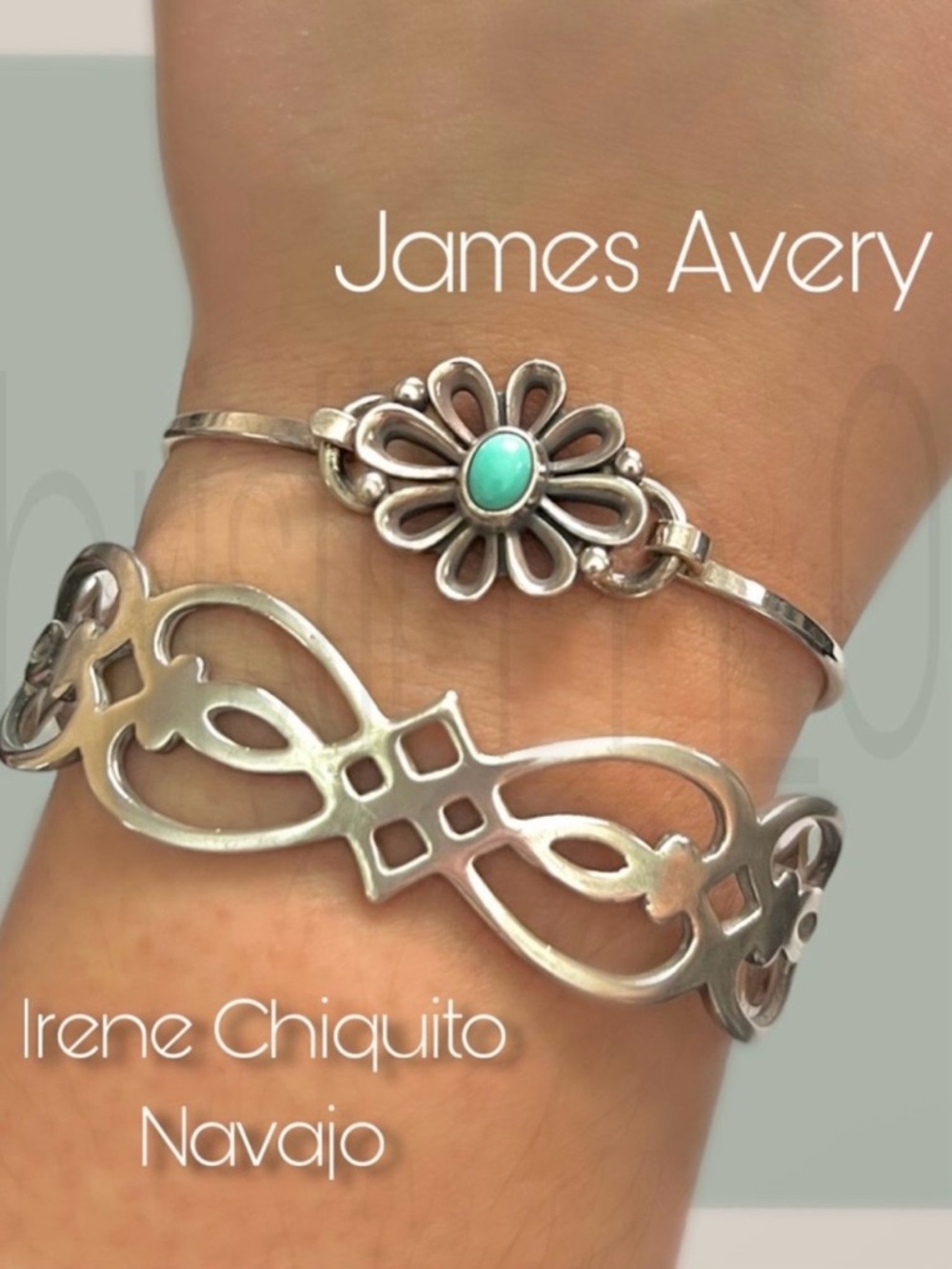 James Avery Turquoise flower De Flores & Irene Chiquito Navajo cuff bracelets